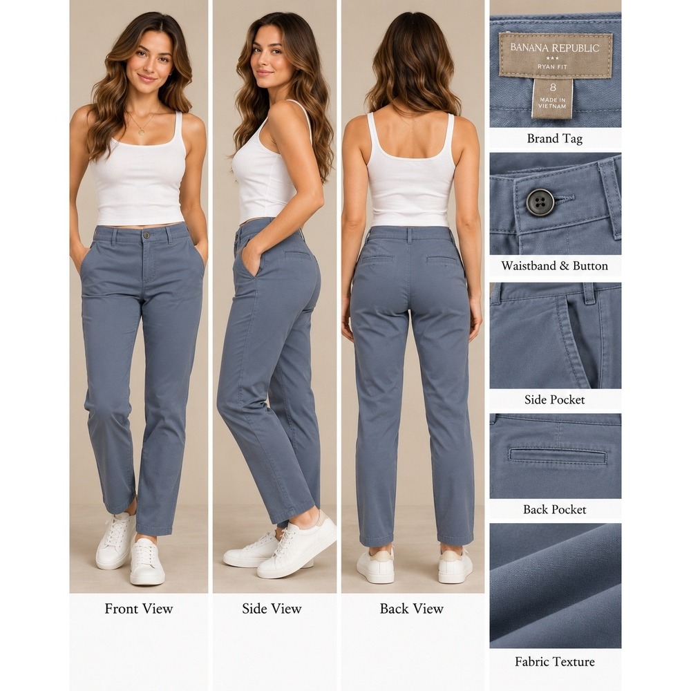 Banana Republic Ryan Fit Pants Womens 8 Blue Excellent Quiet Luxury Office Siren